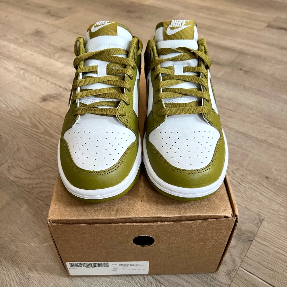Nike Dunk Low Retro Sneakers-White/Khaki Green-size 8.5 women’s 7 men’s - Picture 5 of 11